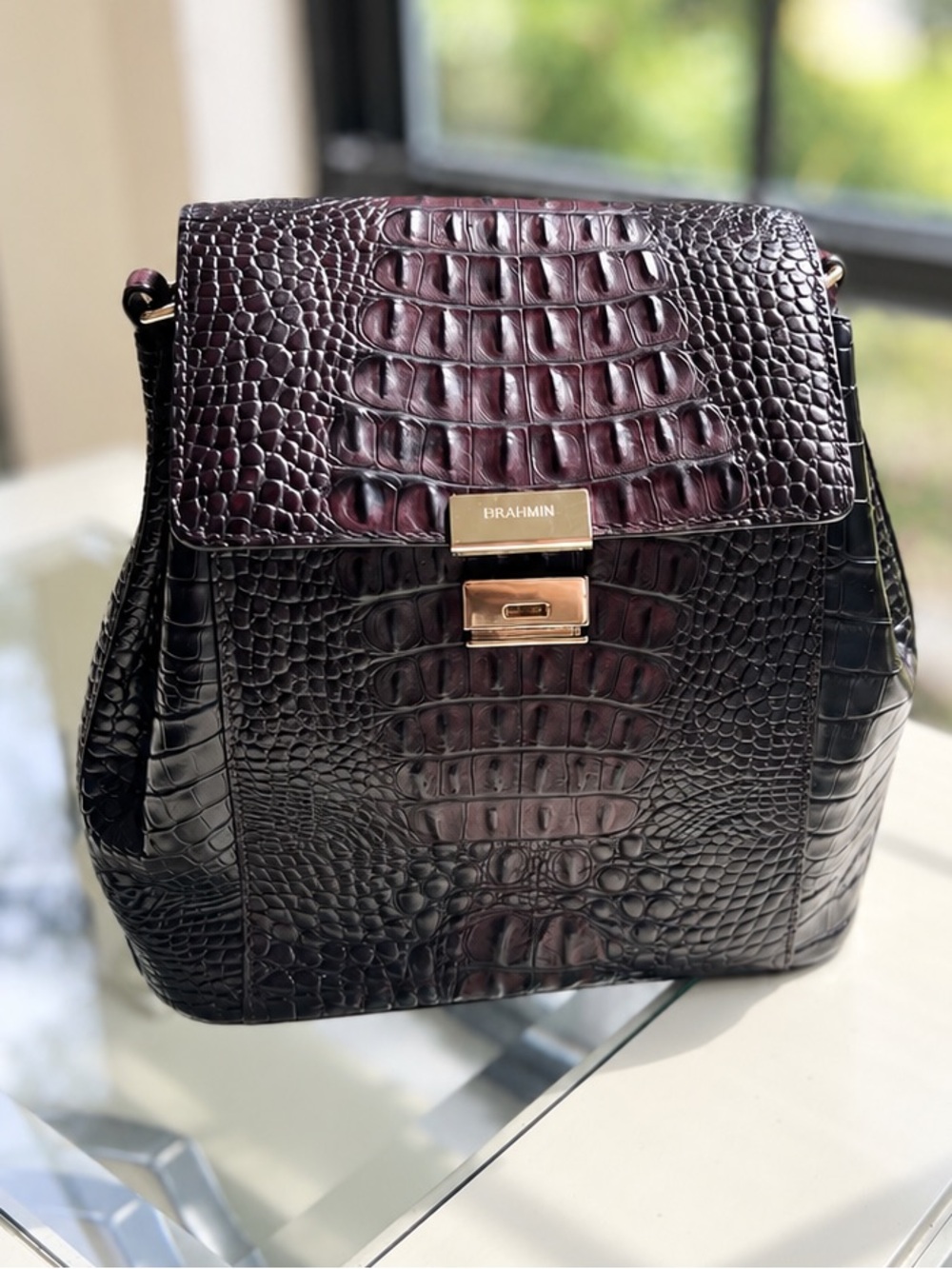 Brahmin Margo Melbourne Croc Embossed Leather Crossbody - Picture 4 of 13
